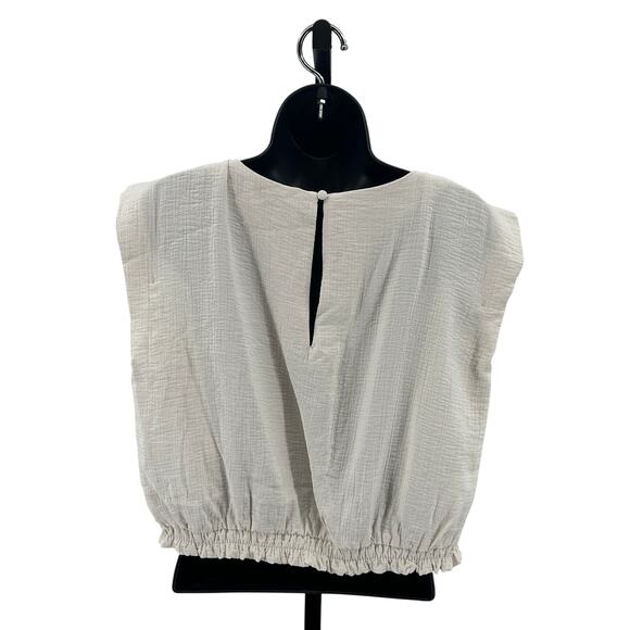 A New Day Cropped Sleeveless Blouse Tank Top WMNS SZ XL Cream Crew Neck Slim Fit - Picture 4 of 8